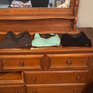 Set of Three Sports Bras - Black, Mint, Gray
